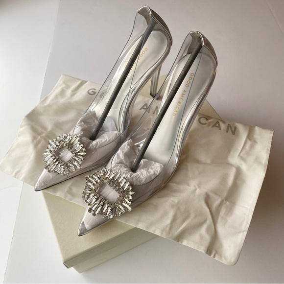 Good American Shoes - Good American Cinder f*cking Rella Pump Metallic Silver Heels Size 10 NWT
